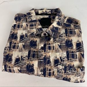 - Men’s Sean John button down shirt-city bridge print-XL